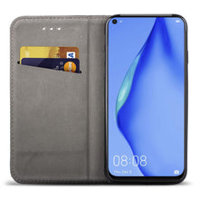 Carica l&#39;immagine nel visualizzatore di Gallery, Moozy Case Flip Cover for Huawei P40 Lite, Black - Smart Magnetic Flip Case with Card Holder and Stand
