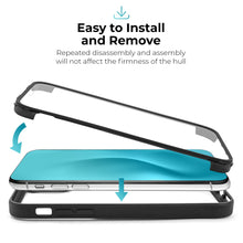 Cargar imagen en el visor de la galería, Moozy 360 Case for iPhone 14 Pro Max - Black Rim Transparent Case, Full Body Double-sided Protection, Cover with Built-in Screen Protector
