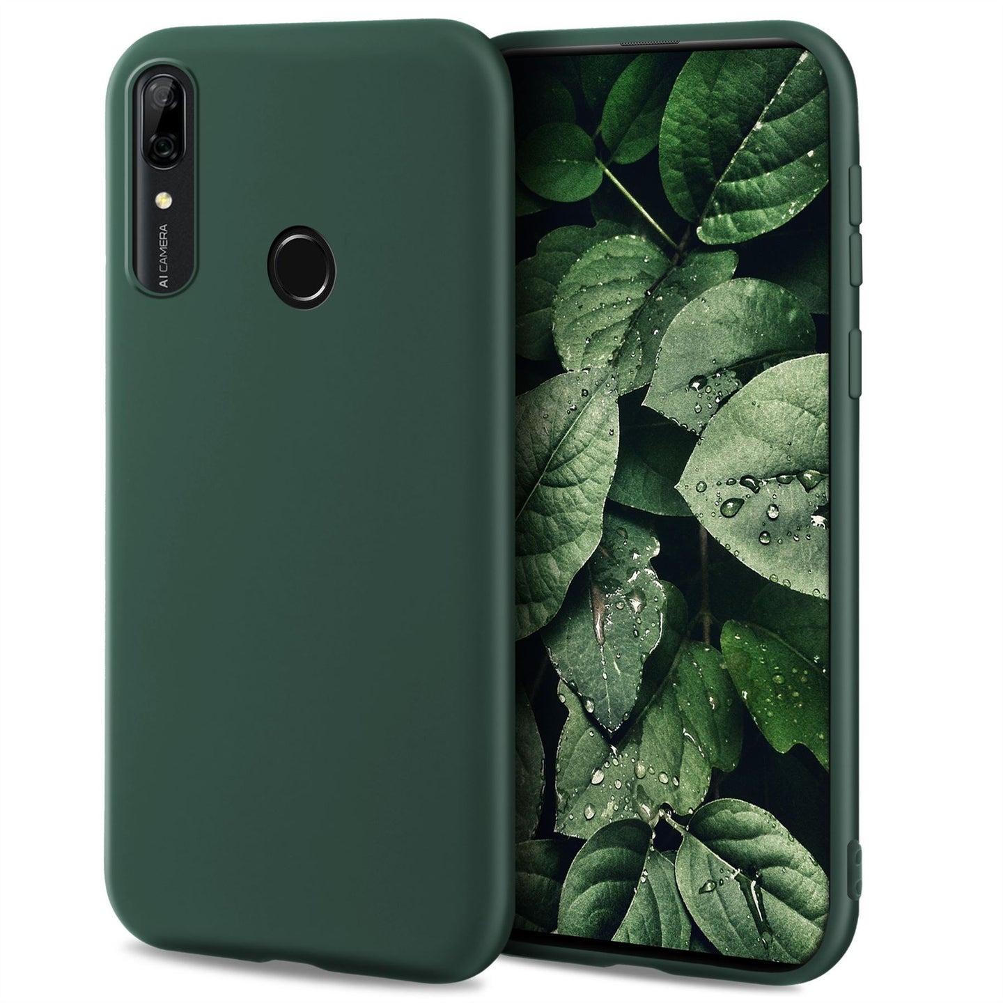 Moozy Minimalist Series Silicone Case for Huawei P Smart Z and Honor 9X, Midnight Green - Matte Finish Slim Soft TPU Cover