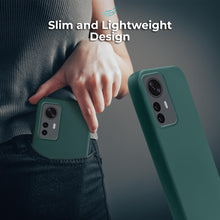 Carica l&#39;immagine nel visualizzatore di Gallery, Moozy Lifestyle. Silicone Case for Xiaomi 12 Pro, Dark Green - Liquid Silicone Lightweight Cover with Matte Finish and Soft Microfiber Lining, Premium Silicone Case
