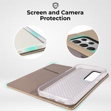 Load image into Gallery viewer, Moozy Case Flip Cover for Samsung S22 Ultra, Gold - Smart Magnetic Flip Case Flip Folio Wallet Case with Card Holder and Stand, Credit Card Slots, Kickstand Function
