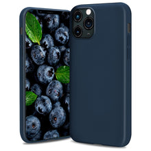 Lade das Bild in den Galerie-Viewer, Moozy Lifestyle. Silicone Case for iPhone 13 Pro, Midnight Blue - Liquid Silicone Lightweight Cover with Matte Finish
