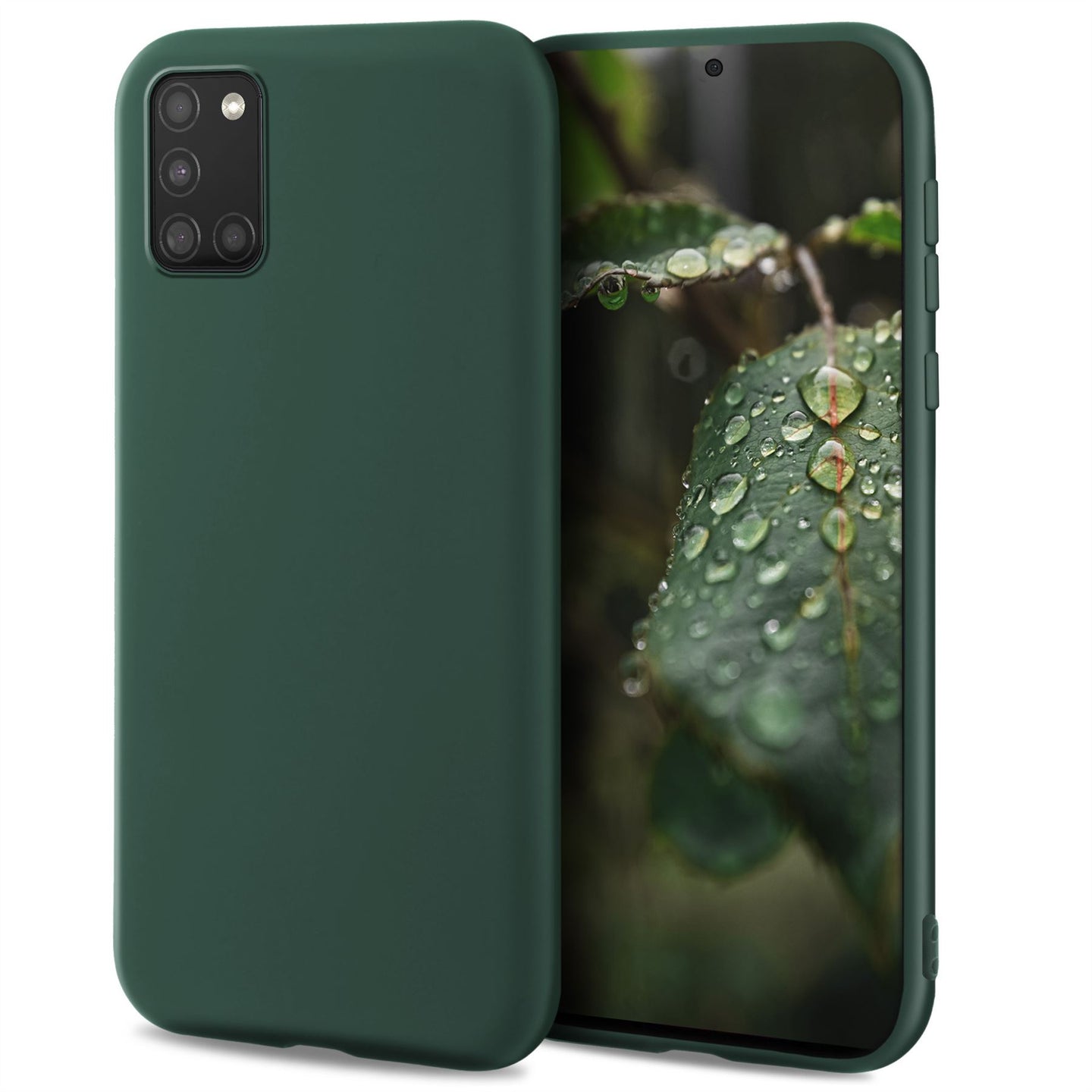 Moozy Lifestyle. Designed for Samsung A51 Case, Dark Green - Liquid Silicone Cover with Matte Finish and Soft Microfiber Lining