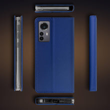 Cargar imagen en el visor de la galería, Moozy Case Flip Cover for Xiaomi 12 Pro, Dark Blue - Smart Magnetic Flip Case Flip Folio Wallet Case with Card Holder and Stand, Credit Card Slots, Kickstand Function
