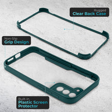 Cargar imagen en el visor de la galería, Moozy 360 Case for Samsung S22 - Green Rim Transparent Case, Full Body Double-sided Protection, Cover with Built-in Screen Protector
