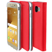 Cargar imagen en el visor de la galería, Moozy Case Flip Cover for Samsung A5 2017, Red - Smart Magnetic Flip Case with Card Holder and Stand
