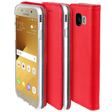 Load image into Gallery viewer, Moozy Case Flip Cover for Samsung A5 2017, Red - Smart Magnetic Flip Case with Card Holder and Stand
