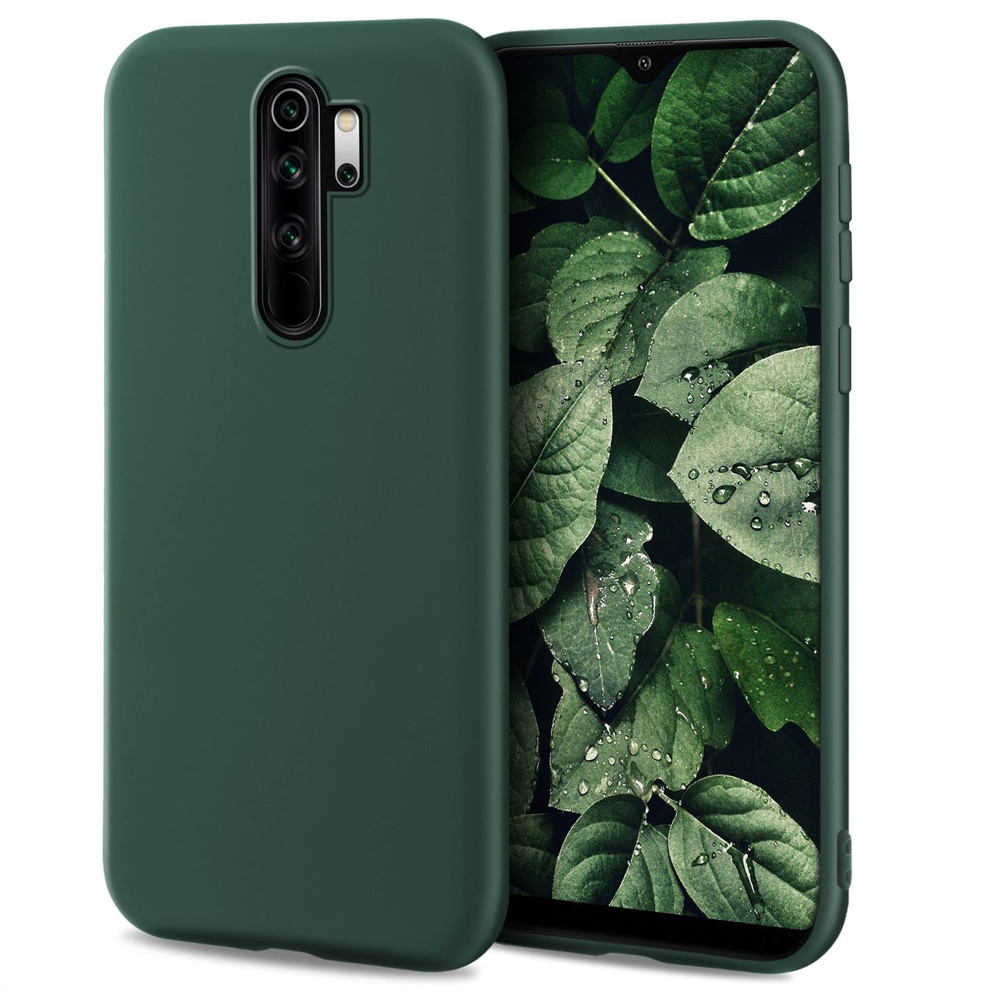 Moozy Minimalist Series Silicone Case for Xiaomi Redmi Note 8 Pro, Midnight Green - Matte Finish Slim Soft TPU Cover