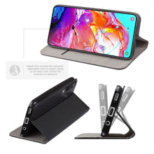 Lade das Bild in den Galerie-Viewer, Moozy Case Flip Cover for Samsung A70, Black - Smart Magnetic Flip Case with Card Holder and Stand
