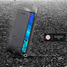 Ladda upp bild till gallerivisning, Moozy Case Flip Cover for Huawei P Smart 2019, Honor 10 Lite, Black - Smart Magnetic Flip Case with Card Holder and Stand
