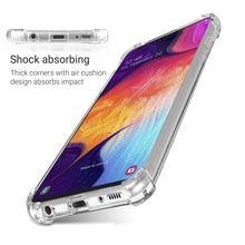 Załaduj obraz do przeglądarki galerii, Moozy Shock Proof Silicone Case for Samsung A50 - Transparent Crystal Clear Phone Case Soft TPU Cover
