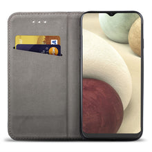 Charger l&#39;image dans la galerie, Moozy Case Flip Cover for Samsung A12, Black - Smart Magnetic Flip Case with Card Holder and Stand
