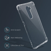 Carica l&#39;immagine nel visualizzatore di Gallery, Moozy Shock Proof Silicone Case for Oppo Reno 2 - Transparent Crystal Clear Phone Case Soft TPU Cover
