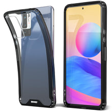 Afbeelding in Gallery-weergave laden, Moozy Xframe Shockproof Case for Xiaomi Redmi Note 10 5G and Poco M3 Pro 5G - Black Rim Transparent Case, Double Colour Clear Hybrid Cover with Shock Absorbing TPU Rim
