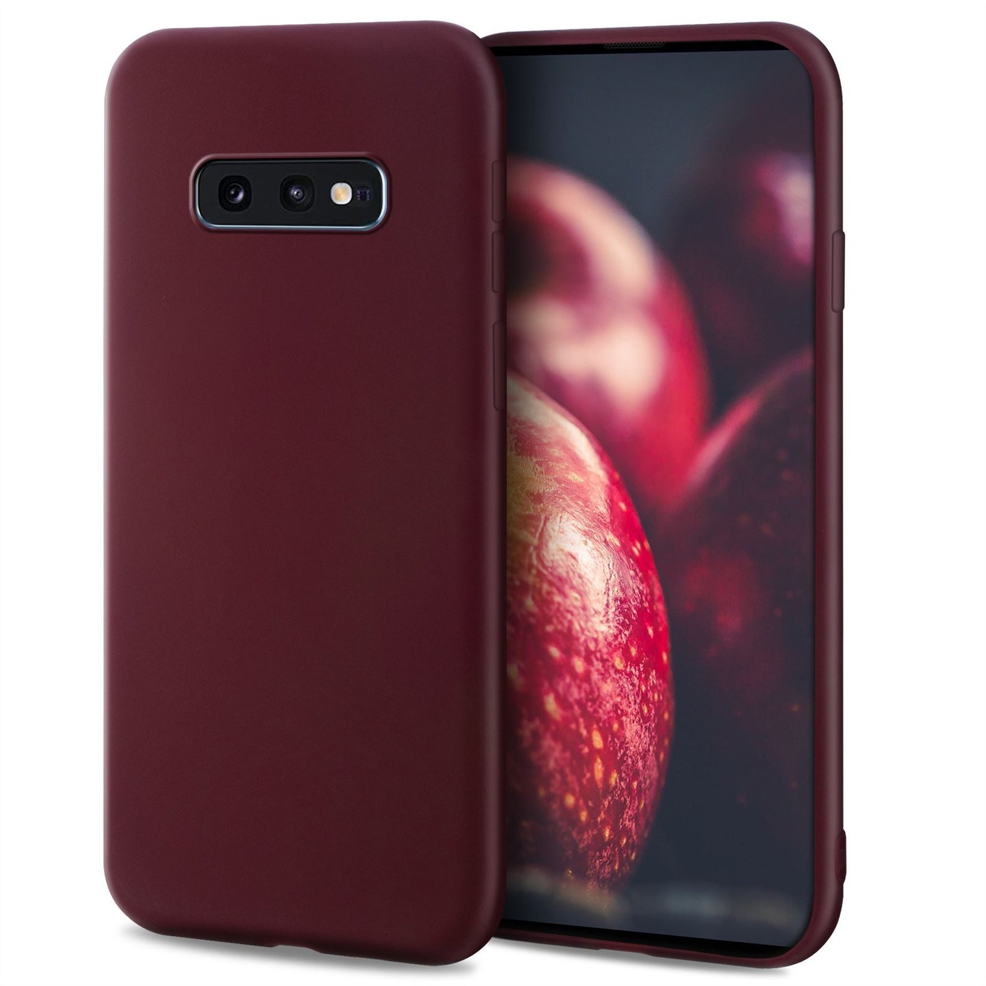 Moozy Minimalist Series Silicone Case for Samsung S10e, Wine Red - Matte Finish Slim Soft TPU Cover