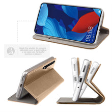 Lade das Bild in den Galerie-Viewer, Moozy Case Flip Cover for Huawei Nova 5T and Honor 20, Gold - Smart Magnetic Flip Case with Card Holder and Stand
