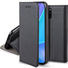 Load image into Gallery viewer, Moozy Case Flip Cover for Oppo A72, Oppo A52 and Oppo A92, Black - Smart Magnetic Flip Case with Card Holder and Stand
