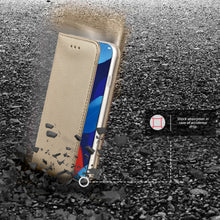 Załaduj obraz do przeglądarki galerii, Moozy Case Flip Cover for Huawei Nova 5T and Honor 20, Gold - Smart Magnetic Flip Case with Card Holder and Stand
