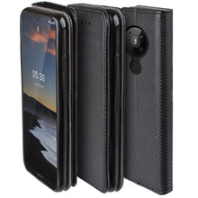 Ladda upp bild till gallerivisning, Moozy Case Flip Cover for Nokia 5.3, Black - Smart Magnetic Flip Case with Card Holder and Stand
