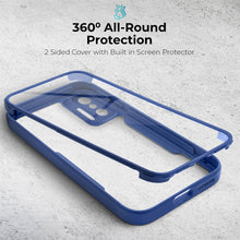 Cargar imagen en el visor de la galería, Moozy 360 Case for Xiaomi 11T and 11T Pro - Blue Rim Transparent Case, Full Body Double-sided Protection, Cover with Built-in Screen Protector
