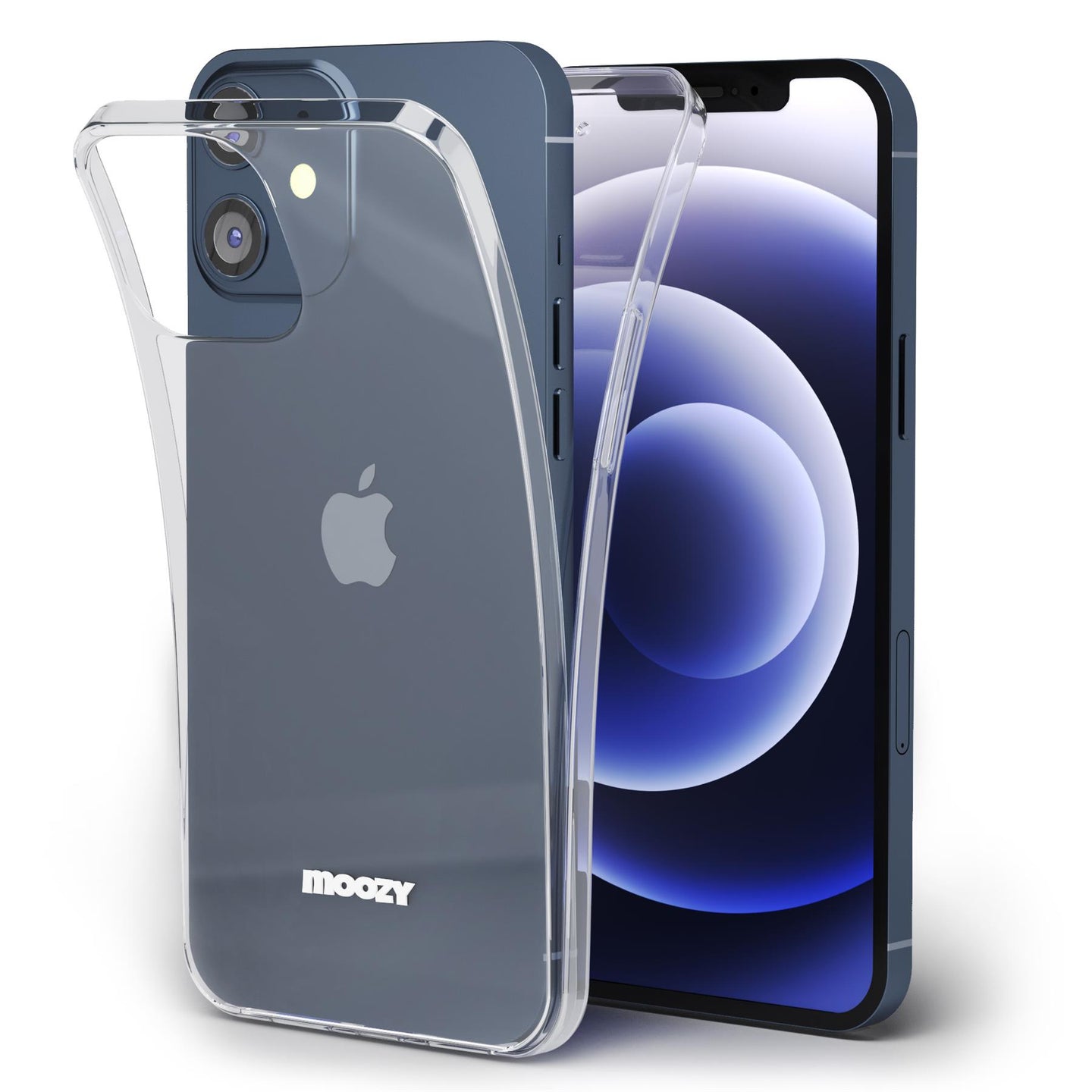 Moozy 360 Degree Case for iPhone 12 mini - Full body Front and Back Slim Clear Transparent TPU Silicone Gel Cover