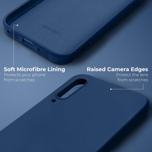 Lade das Bild in den Galerie-Viewer, Moozy Lifestyle. Silicone Case for Samsung A50, Midnight Blue - Liquid Silicone Lightweight Cover with Matte Finish and Soft Microfiber Lining, Premium Silicone Case
