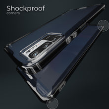 Carica l&#39;immagine nel visualizzatore di Gallery, Moozy Xframe Shockproof Case for Xiaomi Redmi Note 10 5G and Poco M3 Pro 5G - Black Rim Transparent Case, Double Colour Clear Hybrid Cover with Shock Absorbing TPU Rim
