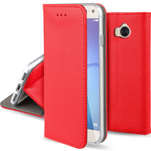 Charger l&#39;image dans la galerie, Moozy Case Flip Cover for Huawei Y6 2017, Red - Smart Magnetic Flip Case with Card Holder and Stand
