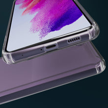 Cargar imagen en el visor de la galería, Moozy Xframe Shockproof Case for Samsung S21 FE - Transparent Rim Case, Double Colour Clear Hybrid Cover with Shock Absorbing TPU Rim
