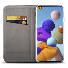 Załaduj obraz do przeglądarki galerii, Moozy Case Flip Cover for Samsung A21s, Gold - Smart Magnetic Flip Case with Card Holder and Stand
