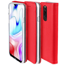 Load image into Gallery viewer, Moozy Case Flip Cover for Xiaomi Redmi 8, Red - Smart Magnetic Flip Case with Card Holder and Stand
