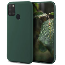 Lade das Bild in den Galerie-Viewer, Moozy Lifestyle. Designed for Samsung A21s Case, Dark Green - Liquid Silicone Cover with Matte Finish and Soft Microfiber Lining
