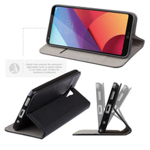 Lade das Bild in den Galerie-Viewer, Moozy Case Flip Cover for LG G6, Black - Smart Magnetic Flip Case with Card Holder and Stand
