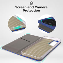 Załaduj obraz do przeglądarki galerii, Moozy Case Flip Cover for Samsung A53 5G, Dark Blue - Smart Magnetic Flip Case Flip Folio Wallet Case with Card Holder and Stand, Credit Card Slots, Kickstand Function
