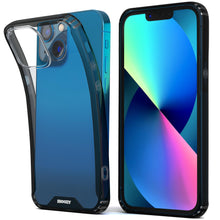 Lade das Bild in den Galerie-Viewer, Moozy Xframe Shockproof Case for iPhone 13 - Black Rim Transparent Case, Double Colour Clear Hybrid Cover with Shock Absorbing TPU Rim
