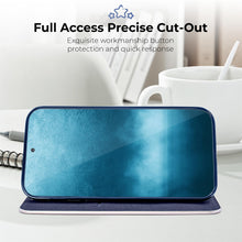 Lade das Bild in den Galerie-Viewer, Moozy Wallet Case for Xiaomi 11T and 11T Pro, Dark Blue Carbon - Flip Case with Metallic Border Design Magnetic Closure Flip Cover with Card Holder and Kickstand Function
