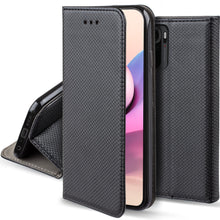 Load image into Gallery viewer, Moozy Case Flip Cover for Xiaomi Redmi Note 10 and Redmi Note 10S, Black - Smart Magnetic Flip Case Flip Folio Wallet Case
