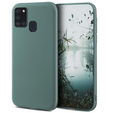 Załaduj obraz do przeglądarki galerii, Moozy Minimalist Series Silicone Case for Samsung A21s, Blue Grey - Matte Finish Slim Soft TPU Cover
