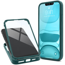 Carica l&#39;immagine nel visualizzatore di Gallery, Moozy 360 Case for iPhone 13 Pro Max - Green Rim Transparent Case, Full Body Double-sided Protection, Cover with Built-in Screen Protector
