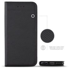 Ladda upp bild till gallerivisning, Moozy Case Flip Cover for Huawei Mate 20 Lite, Black - Smart Magnetic Flip Case with Card Holder and Stand
