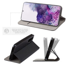 Cargar imagen en el visor de la galería, Moozy Case Flip Cover for Samsung S20 Plus, Black - Smart Magnetic Flip Case with Card Holder and Stand
