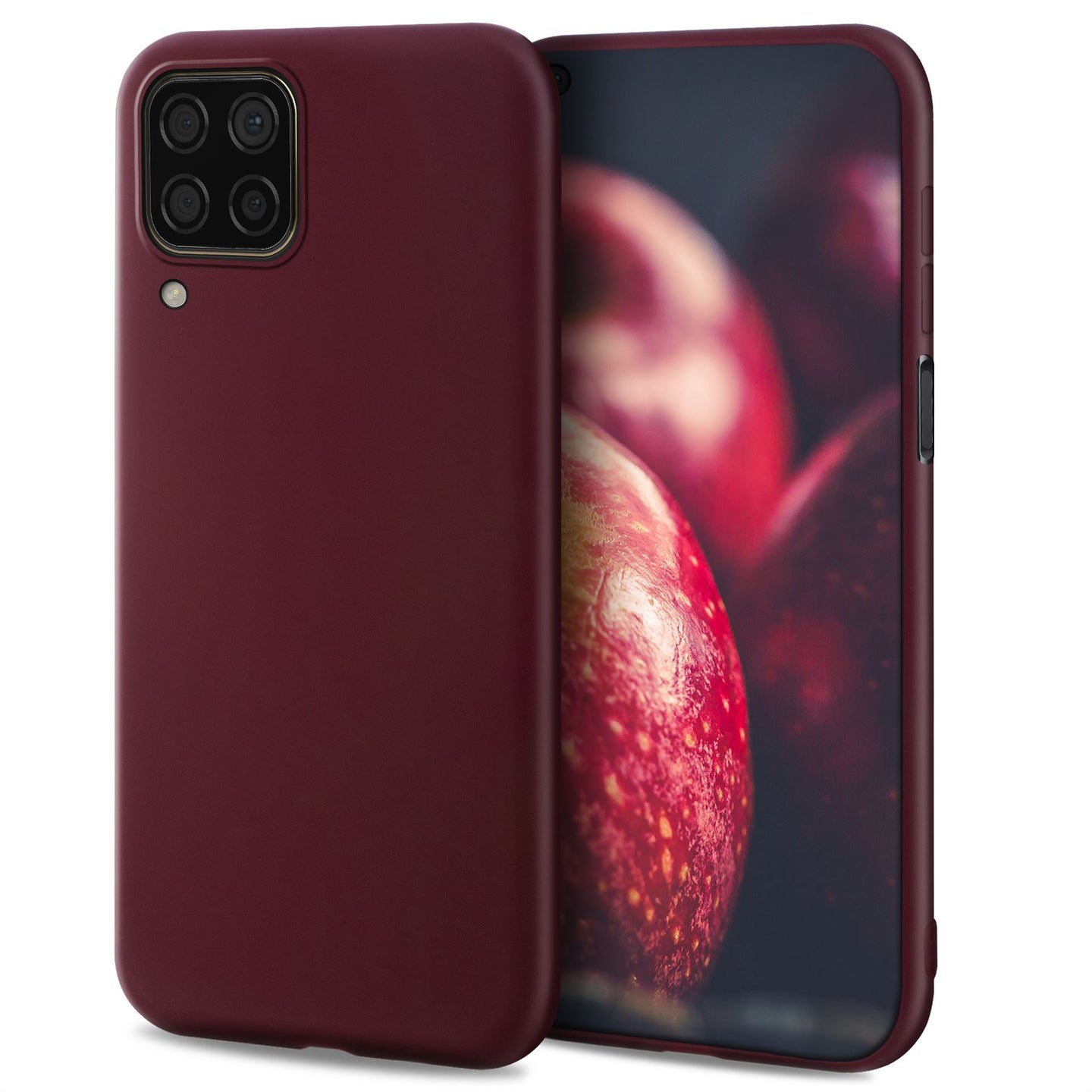 Moozy Minimalist Series Silicone Case for Huawei P40 Lite, Wine Red - Matte Finish Slim Soft TPU Cover
