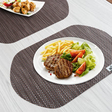 Charger l&#39;image dans la galerie, VILSTO Dining Table Place Mats, PVC Table Protector Heat Resistant, Plastic Tablecloth, Dinner Set Table Mats, Round Placemats Set of 4, Brown
