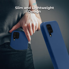 Lade das Bild in den Galerie-Viewer, Moozy Lifestyle. Silicone Case for Samsung A22 4G, Midnight Blue - Liquid Silicone Lightweight Cover with Matte Finish and Soft Microfiber Lining, Premium Silicone Case
