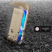 Carica l&#39;immagine nel visualizzatore di Gallery, Moozy Case Flip Cover for Xiaomi Redmi Note 9, Gold - Smart Magnetic Flip Case with Card Holder and Stand
