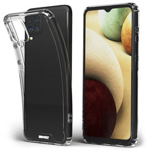 Cargar imagen en el visor de la galería, Moozy Xframe Shockproof Case for Samsung A12 - Transparent Rim Case, Double Colour Clear Hybrid Cover with Shock Absorbing TPU Rim
