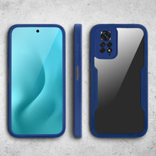 Carica l&#39;immagine nel visualizzatore di Gallery, Moozy 360 Case for Xiaomi Redmi Note 11 and 11S - Blue Rim Transparent Case, Full Body Double-sided Protection, Cover with Built-in Screen Protector
