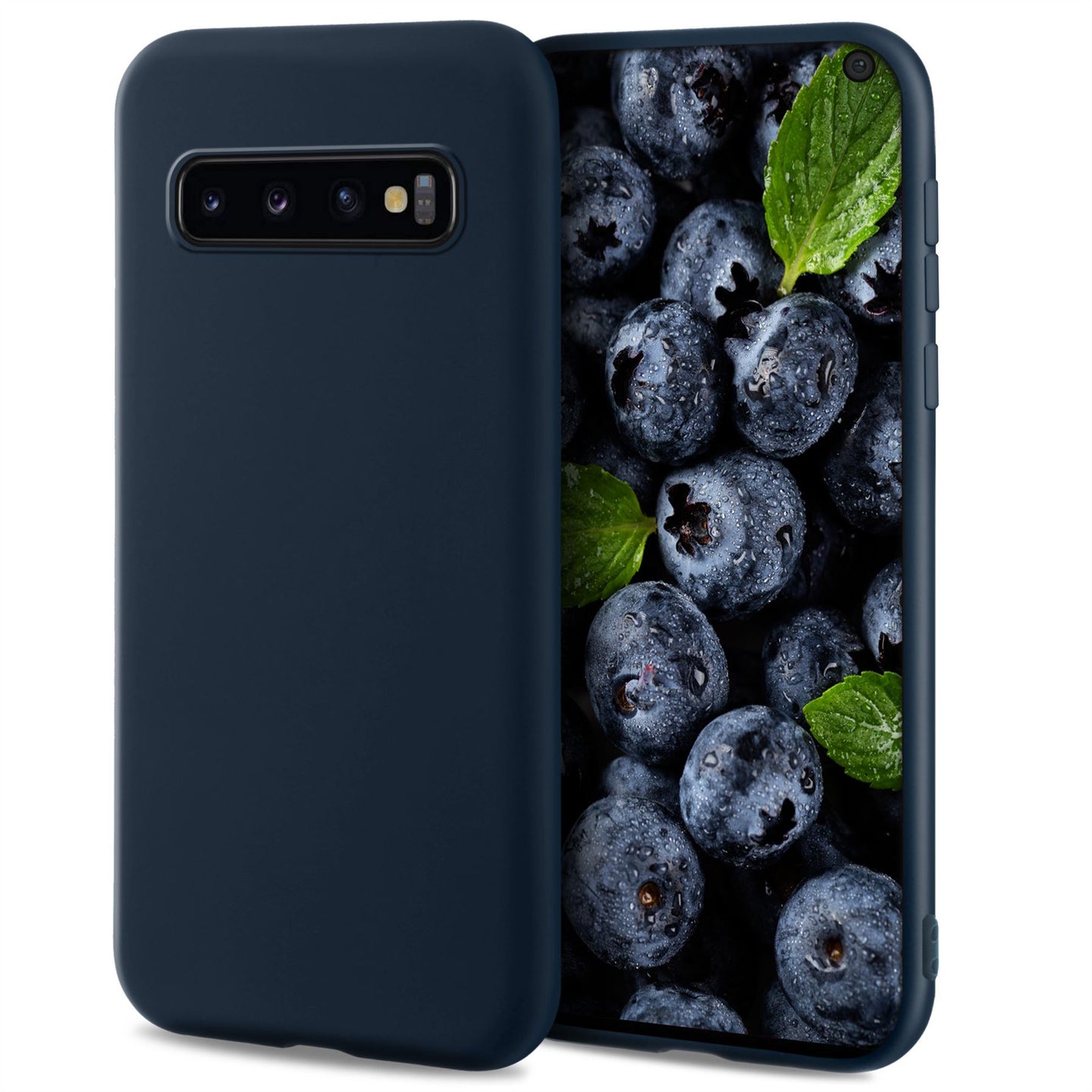 Moozy Lifestyle. Designed for Samsung S10 Case, Midnight Blue - Liquid Silicone Cover with Matte Finish and Soft Microfiber Lining