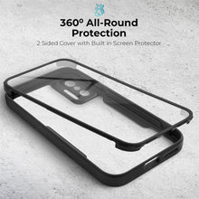 Cargar imagen en el visor de la galería, Moozy 360 Case for Xiaomi 11T and 11T Pro - Black Rim Transparent Case, Full Body Double-sided Protection, Cover with Built-in Screen Protector
