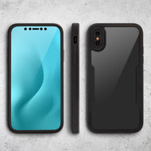 Ladda upp bild till gallerivisning, Moozy 360 Case for iPhone X / iPhone XS - Black Rim Transparent Case, Full Body Double-sided Protection, Cover with Built-in Screen Protector
